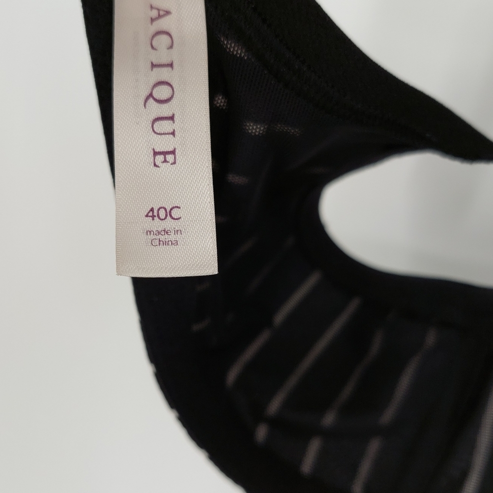 Cacique Boost Plunge Cleavage Solution Black White Stripe Bra, 40C - Picture 7 of 13